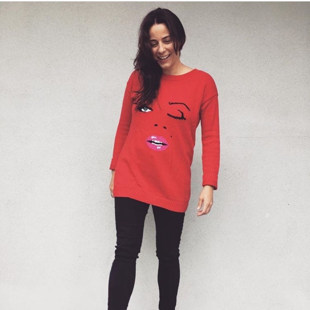 Betsey Johnson red wink sweater. Medium.